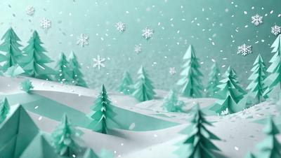 The primary subject of the image is a snowy landscape featuring a group of trees. The setting is a wintery environment with snow covering the ground and trees. The visual style is a combination of digital art and illustration, creating a realistic and captivating scene. The colors and mood of the image are predominantly white and blue, giving it a serene and tranquil atmosphere.